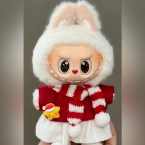 Festive Red & White Labubu Outfit (doll not included)